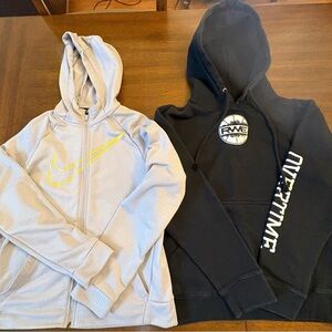 2 bundle Nike zipped up hoodie & Overtime hoodie